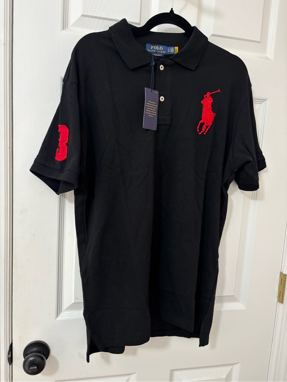 Polo by Ralph Lauren-Big Pony Polo Shirt custom slim fit black red XXL NEW